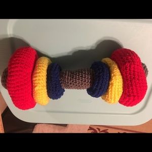 Toy plush crochet barbell